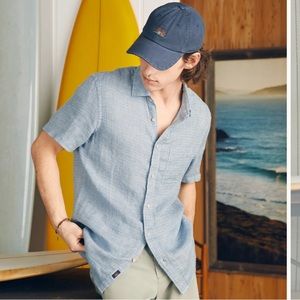 Light blue linen faherty shirt